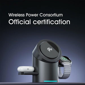 Rotation 3-in-1 Wireless Charger, Qi2 3 in 1 Wireless Charger 15W Fast Charge