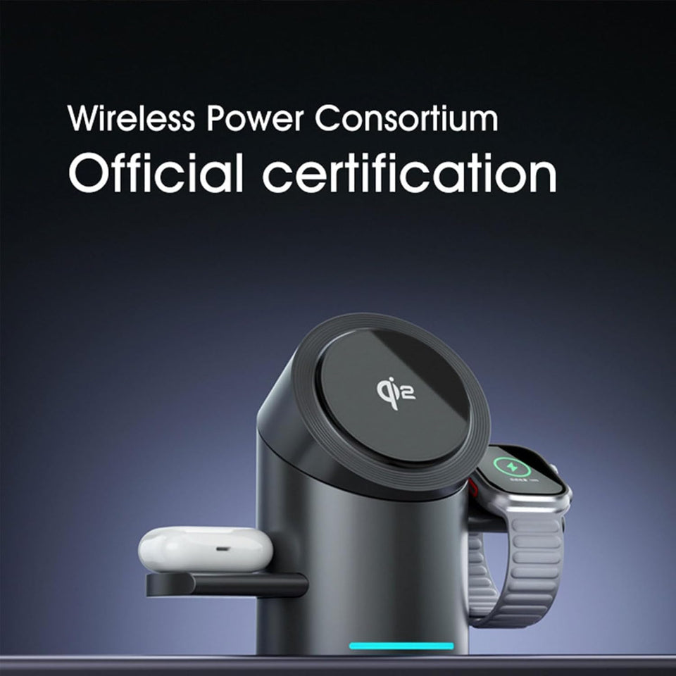 Rotation 3-in-1 Wireless Charger, Qi2 3 in 1 Wireless Charger 15W Fast Charge